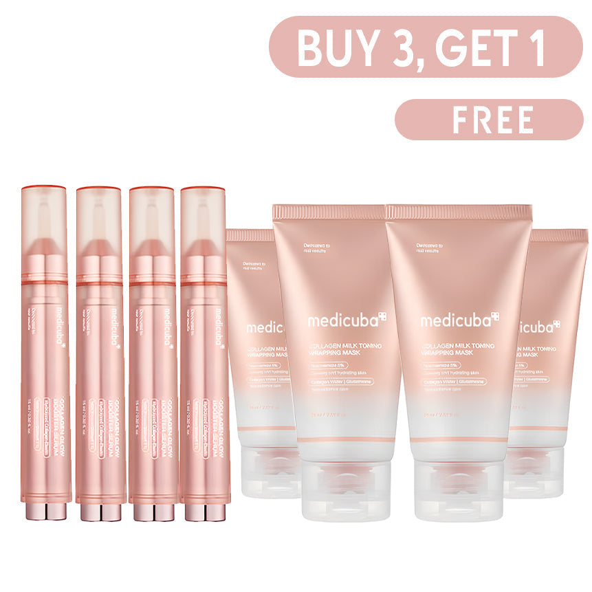 Milky Glow Lock Collagen Duo Collagen Glazed Milky Glow Wrapping Mask (20-Min Use) + Collagen Glow Booster Milk