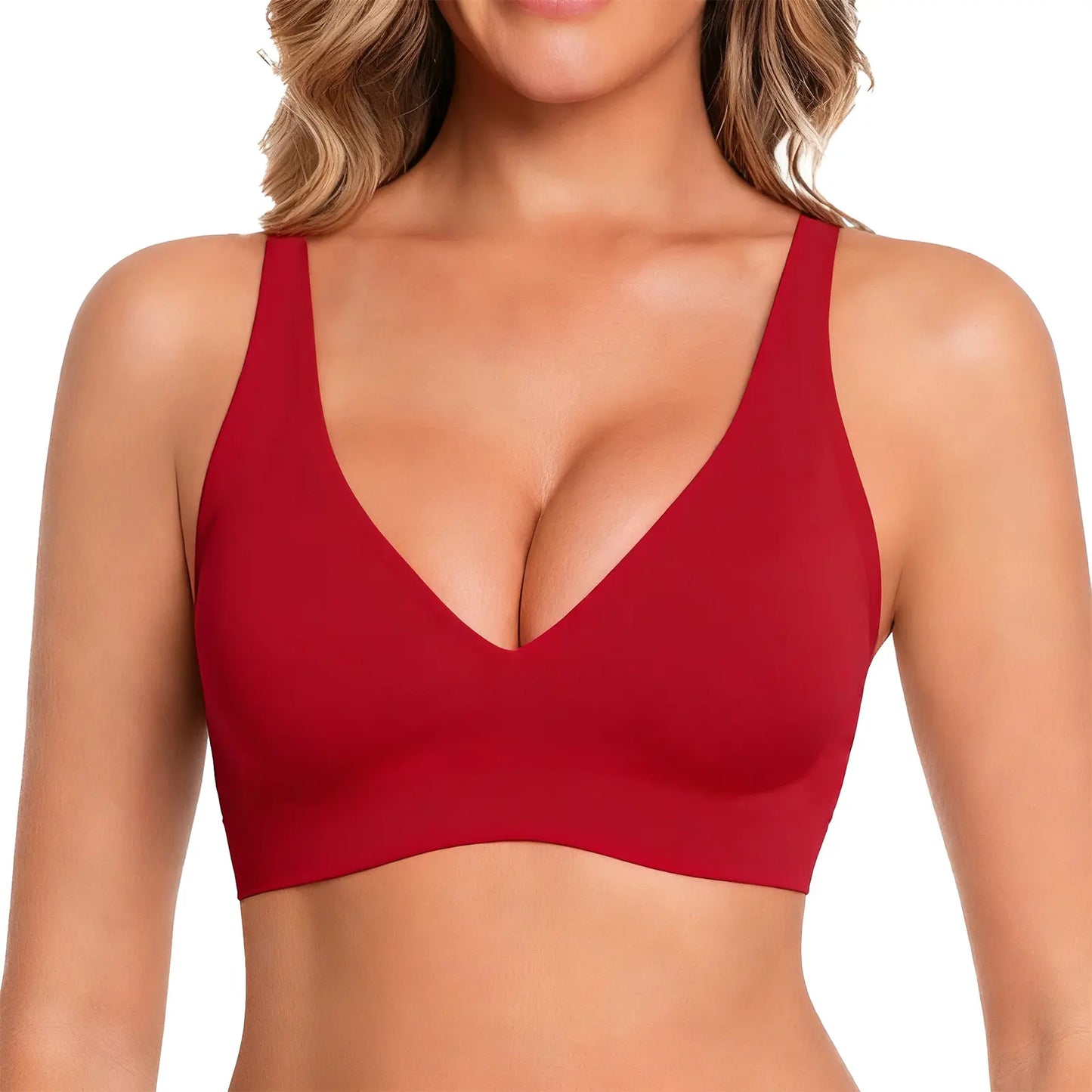 💕Jelly Wireless Womens Comfortable Wireless Bras Push Up Bralettes Seamless Tshirts Bras Deep V Everyday Bras
