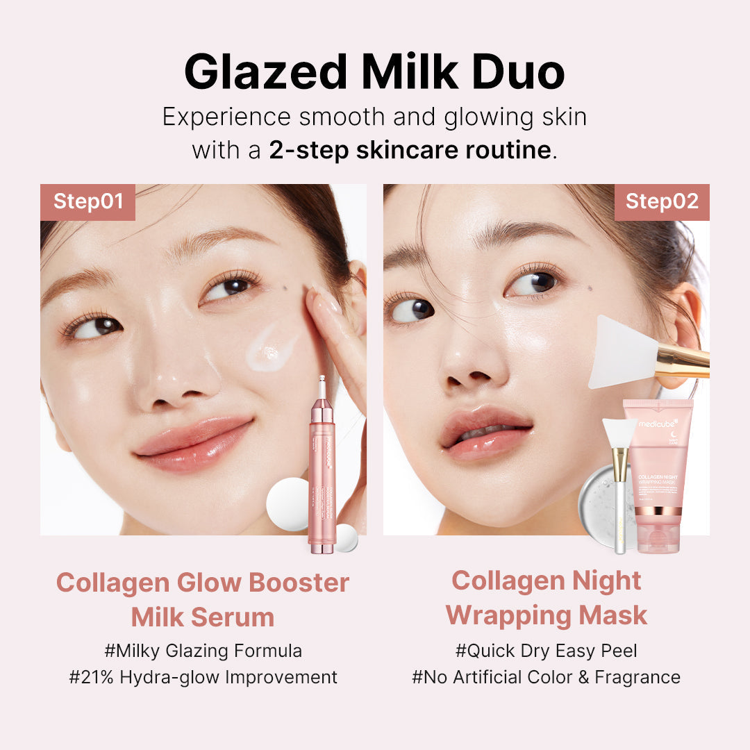 Milky Glow Lock Collagen Duo Collagen Glazed Milky Glow Wrapping Mask (20-Min Use) + Collagen Glow Booster Milk