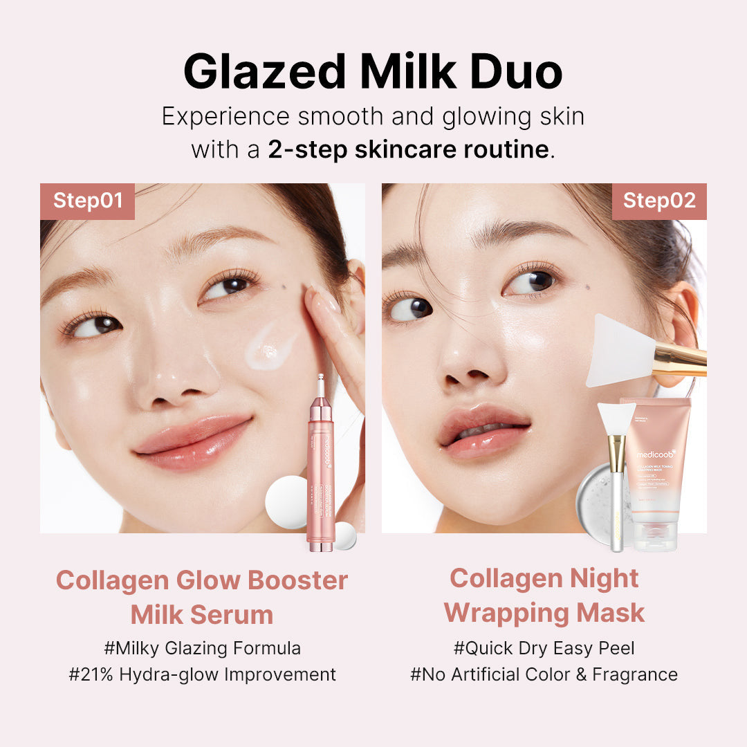 Milky Glow Lock Collagen Duo Collagen Glazed Milky Glow Wrapping Mask (20-Min Use) + Collagen Glow Booster Milk