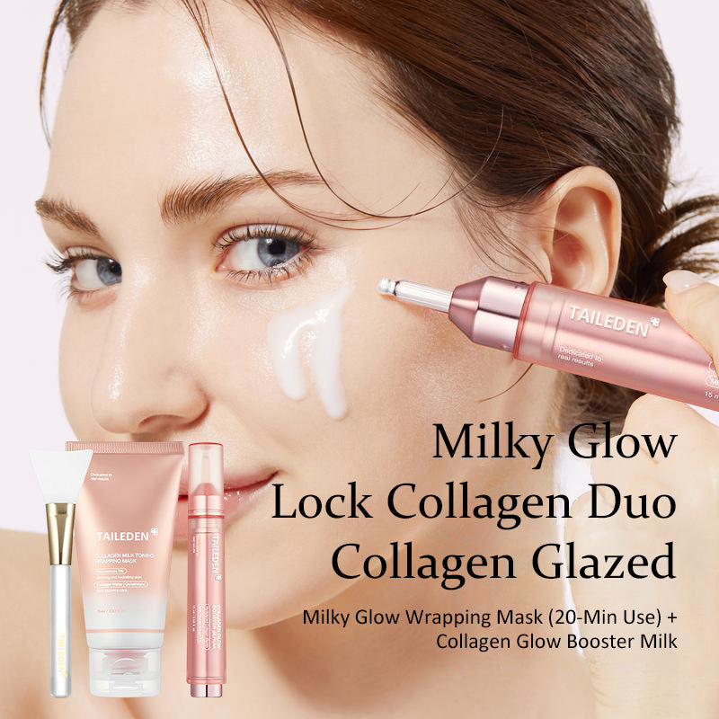 Milky Glow Lock Collagen Duo Collagen Glazed Milky Glow Wrapping Mask (20-Min Use) + Collagen Glow Booster Milk