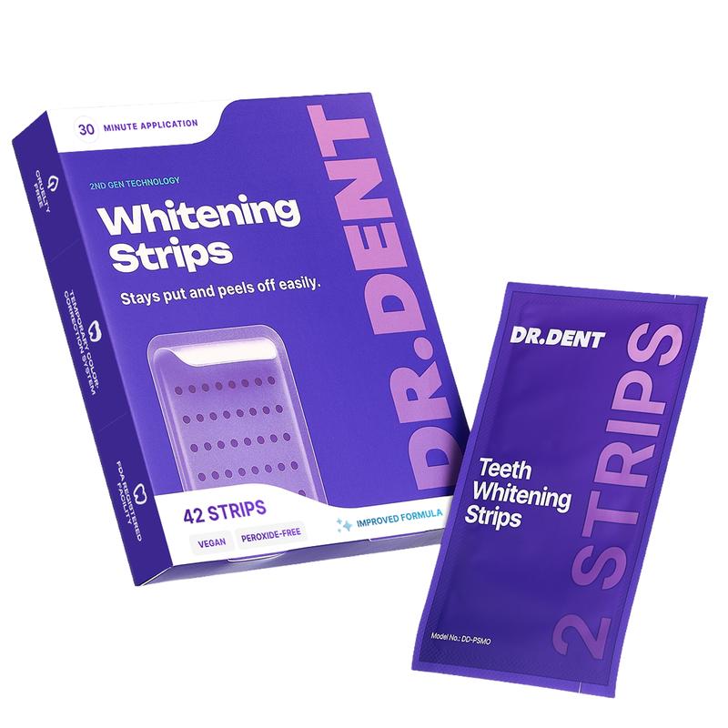 DRDENT Purple Teeth Whitening Strips - 21 Whitening Sessions - Safe for Enamel - Non Sensitive Teeth Whitening