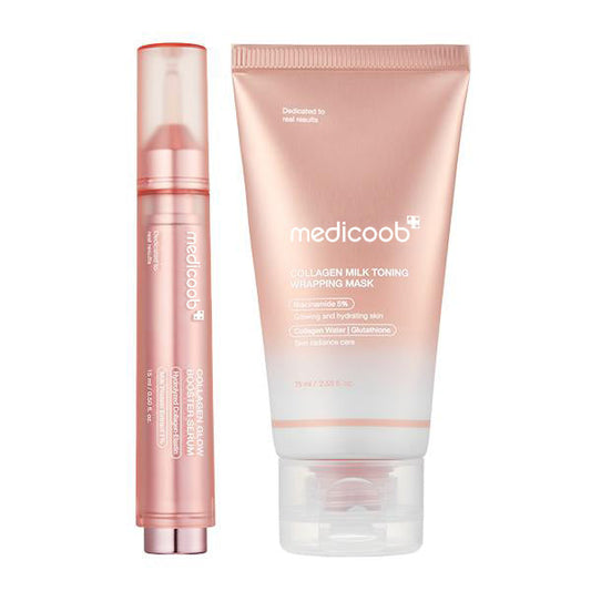 Milky Glow Lock Collagen Duo Collagen Glazed Milky Glow Wrapping Mask (20-Min Use) + Collagen Glow Booster Milk