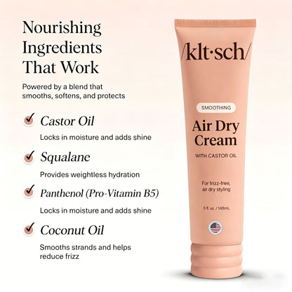 Kitsch Smoothing Air Dry Cream with Castor Oil - Vegan & Cruelty-Free Formula for Frizz-Free Styling