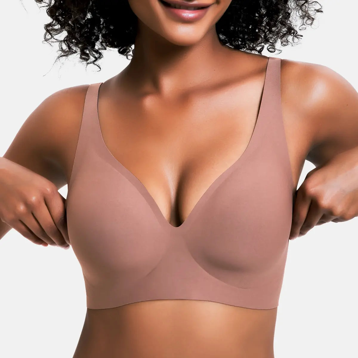 💕Jelly Wireless Womens Comfortable Wireless Bras Push Up Bralettes Seamless Tshirts Bras Deep V Everyday Bras