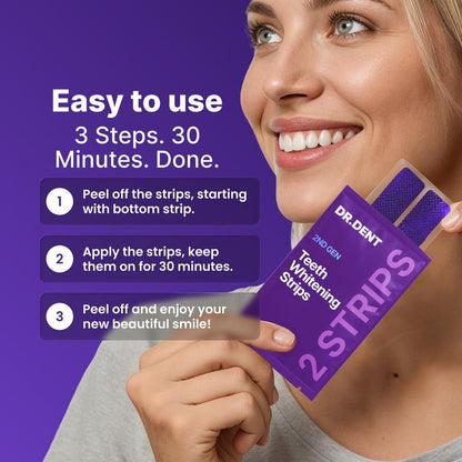 DRDENT Purple Teeth Whitening Strips - 21 Whitening Sessions - Safe for Enamel - Non Sensitive Teeth Whitening