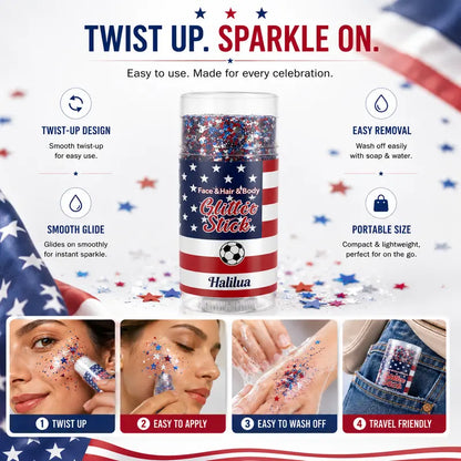 3-in-1 Patriotic Glow😍✨Red, White & Blue Glitter Body Stick