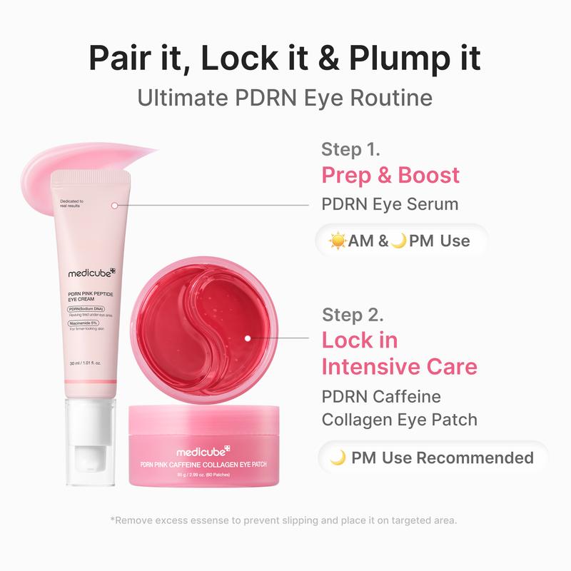 PDRN Pink Caffeine Collagen Eye Patch for Night CareㅣFuller-Looking Eye Area, Under-Eye Puffiness