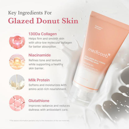Milky Glow Lock Collagen Duo Collagen Glazed Milky Glow Wrapping Mask (20-Min Use) + Collagen Glow Booster Milk