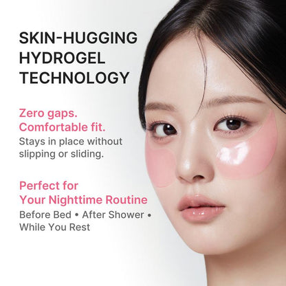 PDRN Pink Caffeine Collagen Eye Patch for Night CareㅣFuller-Looking Eye Area, Under-Eye Puffiness
