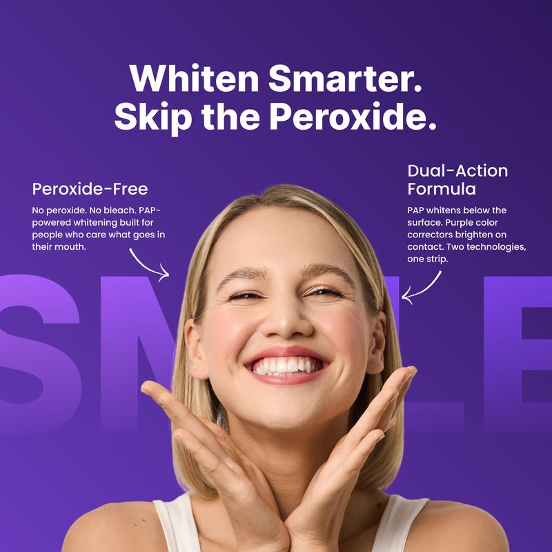 DRDENT Purple Teeth Whitening Strips - 21 Whitening Sessions - Safe for Enamel - Non Sensitive Teeth Whitening