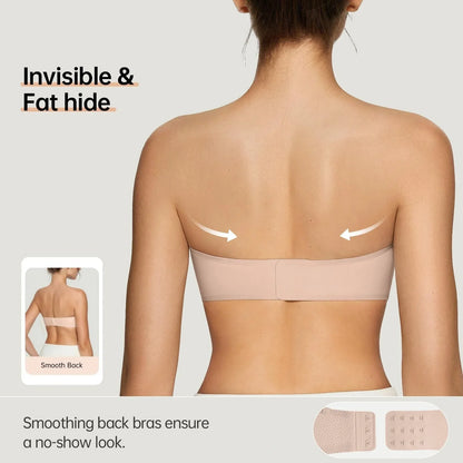 💞Womens Strapless Bras Push Up Bandeau Bra Non Slip Wireless Supportive Padded Bras Seamless Comfortable Tube Jelly Bra