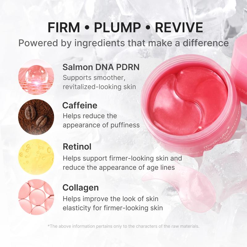PDRN Pink Caffeine Collagen Eye Patch for Night CareㅣFuller-Looking Eye Area, Under-Eye Puffiness