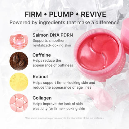 PDRN Pink Caffeine Collagen Eye Patch for Night CareㅣFuller-Looking Eye Area, Under-Eye Puffiness