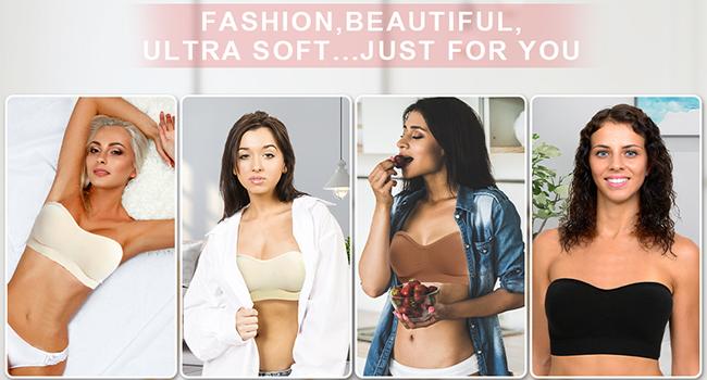 Strapless Bras for Women Padded Bandeau Bra Wireless Tube Top Bra Summervibes summervibes
