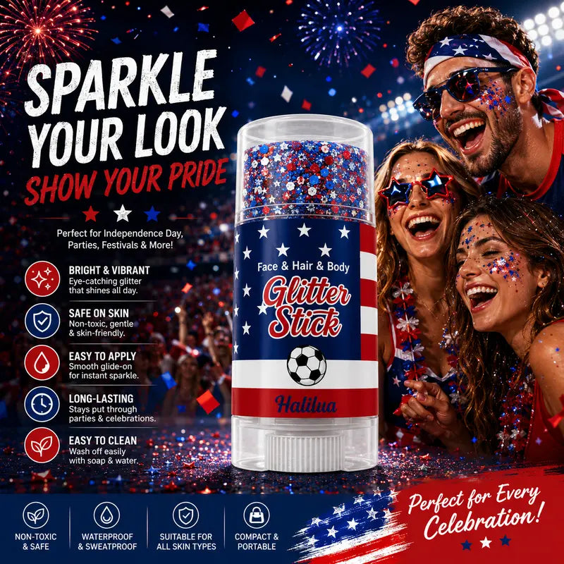 3-in-1 Patriotic Glow😍✨Red, White & Blue Glitter Body Stick