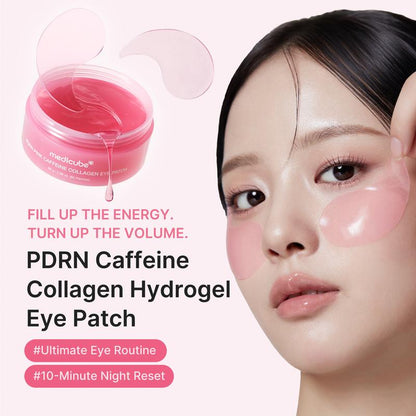 PDRN Pink Caffeine Collagen Eye Patch for Night CareㅣFuller-Looking Eye Area, Under-Eye Puffiness