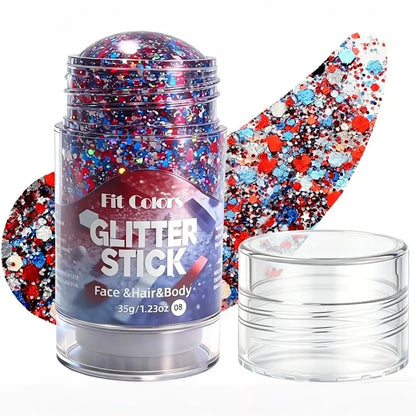 3-in-1 Patriotic Glow😍✨Red, White & Blue Glitter Body Stick