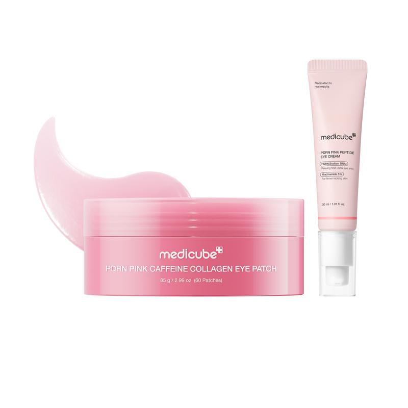 PDRN Pink Caffeine Collagen Eye Patch for Night CareㅣFuller-Looking Eye Area, Under-Eye Puffiness
