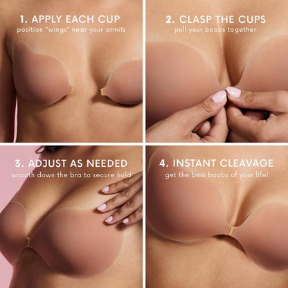 Seamless Sculpting Bra with Silicone Cups for Full Cleavage Reusable