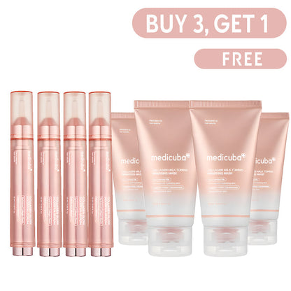 Milky Glow Lock Collagen Duo Collagen Glazed Milky Glow Wrapping Mask (20-Min Use) + Collagen Glow Booster Milk