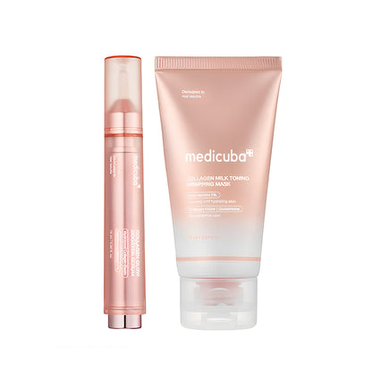 Milky Glow Lock Collagen Duo Collagen Glazed Milky Glow Wrapping Mask (20-Min Use) + Collagen Glow Booster Milk